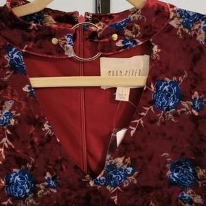 Red velvet tunic dress